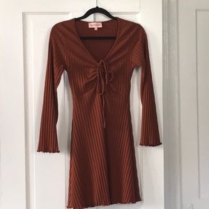 Lisa Says Gah Penelope Mini Dress, Small, Cognac